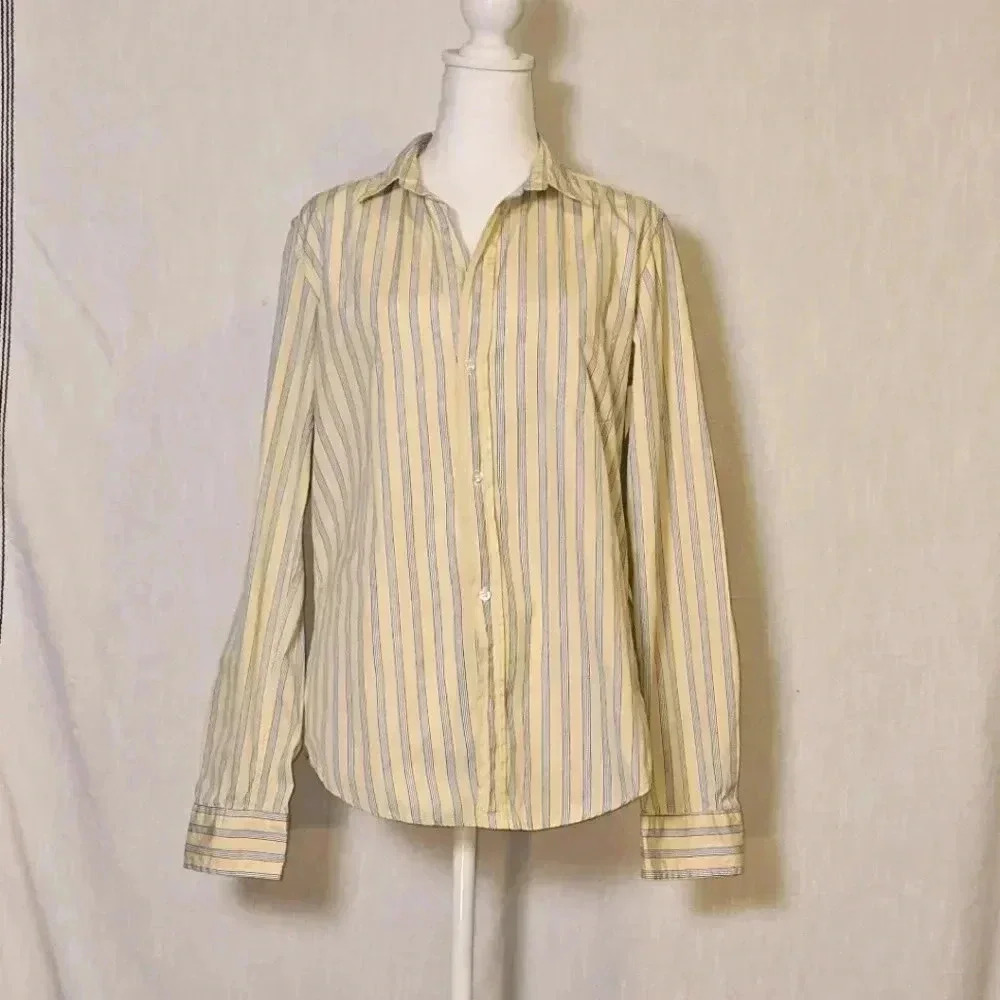 Frank & Eileen Yellow and Blue Striped Button-Down Shirt